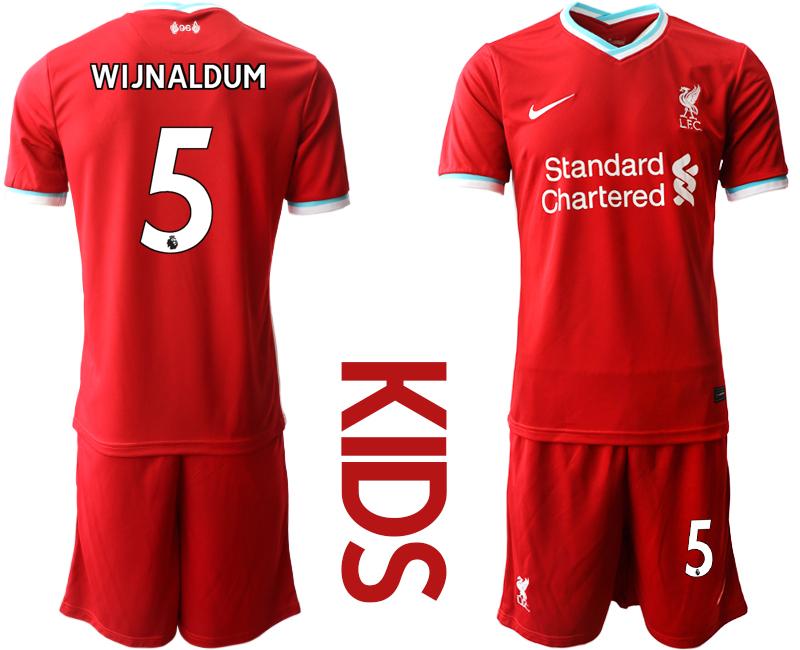 Youth 2020-2021 club Liverpool home #5 red Soccer Jerseys